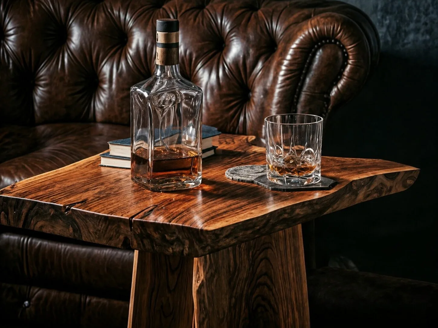 Autorski stolik lounge z litego drewna wykonany przez Mivare.