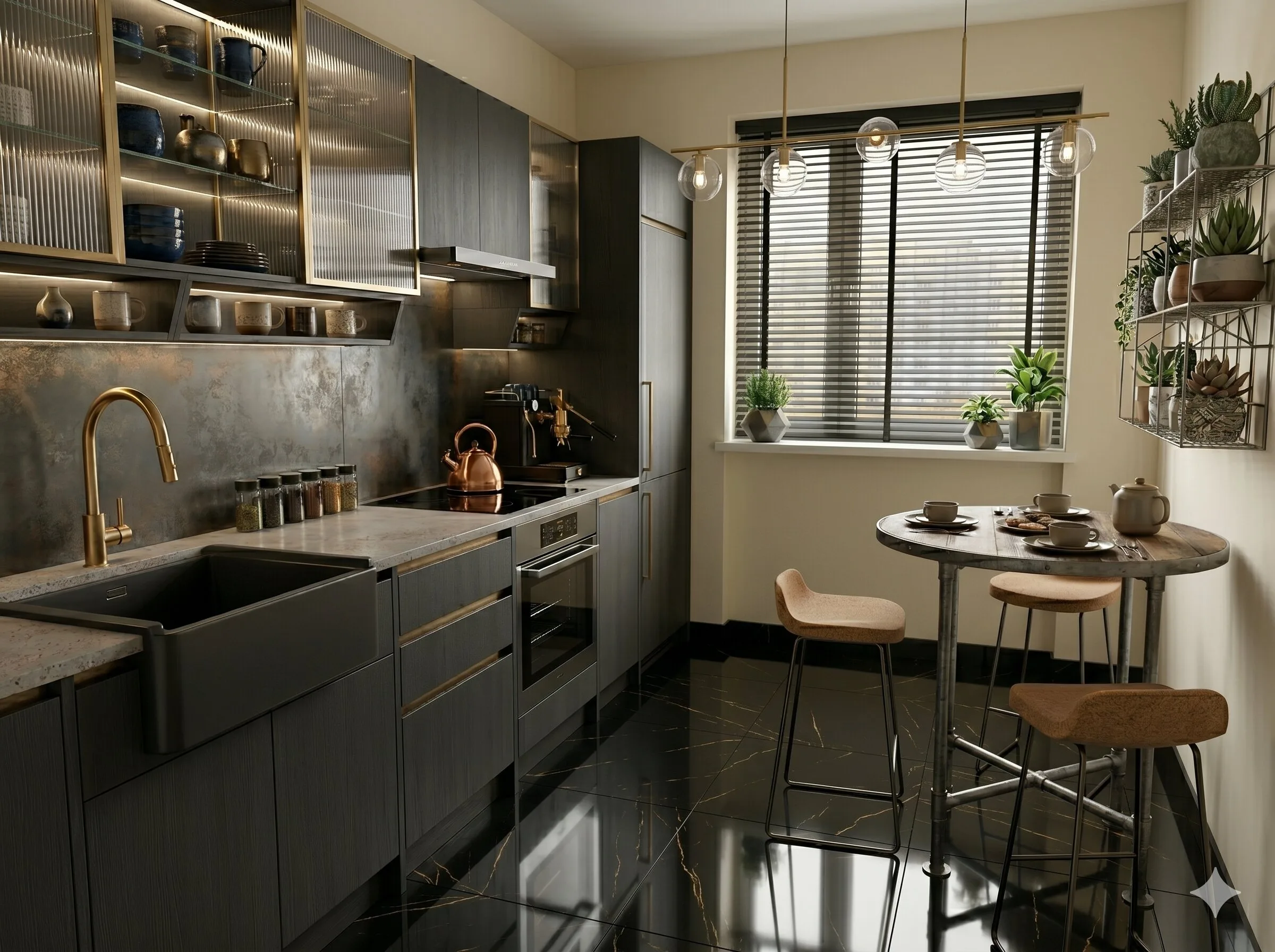 Kuchnia po metamorfozie mieszkania w bloku wykonanej przez Mivare Interiors.