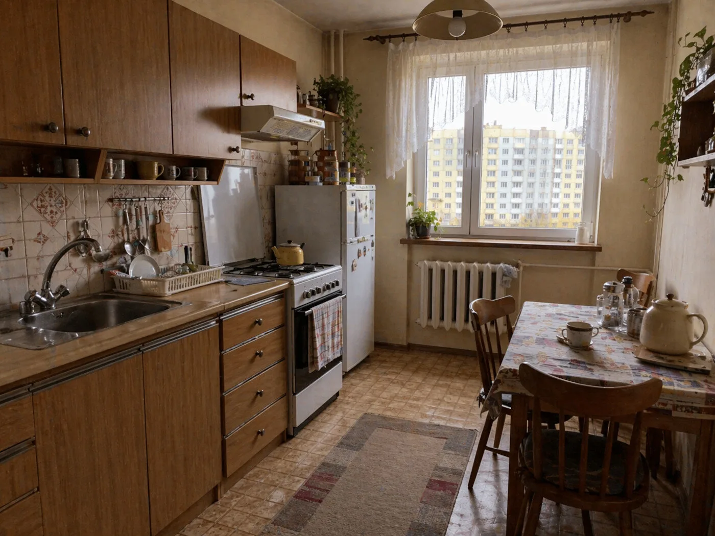 Kuchnia przed metamorfozą mieszkania w bloku wykonaną przez Mivare Interiors.