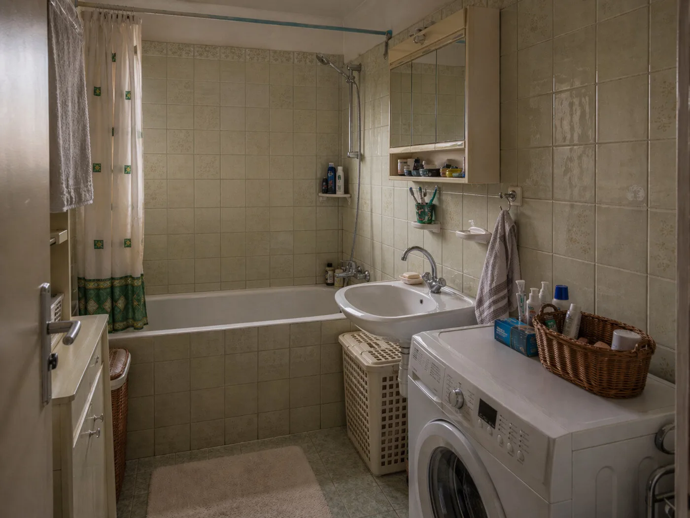Łazienka przed metamorfozą mieszkania w bloku wykonaną przez Mivare Interiors.