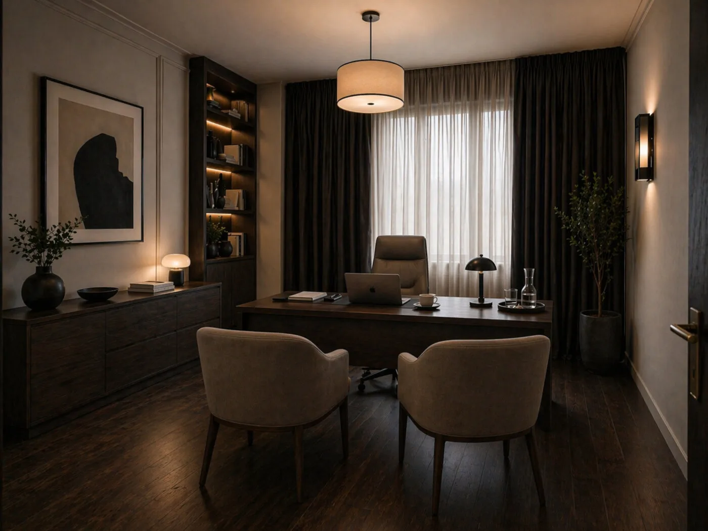 Biuro w domu w Dąbrowie po realizacji Mivare Interiors.