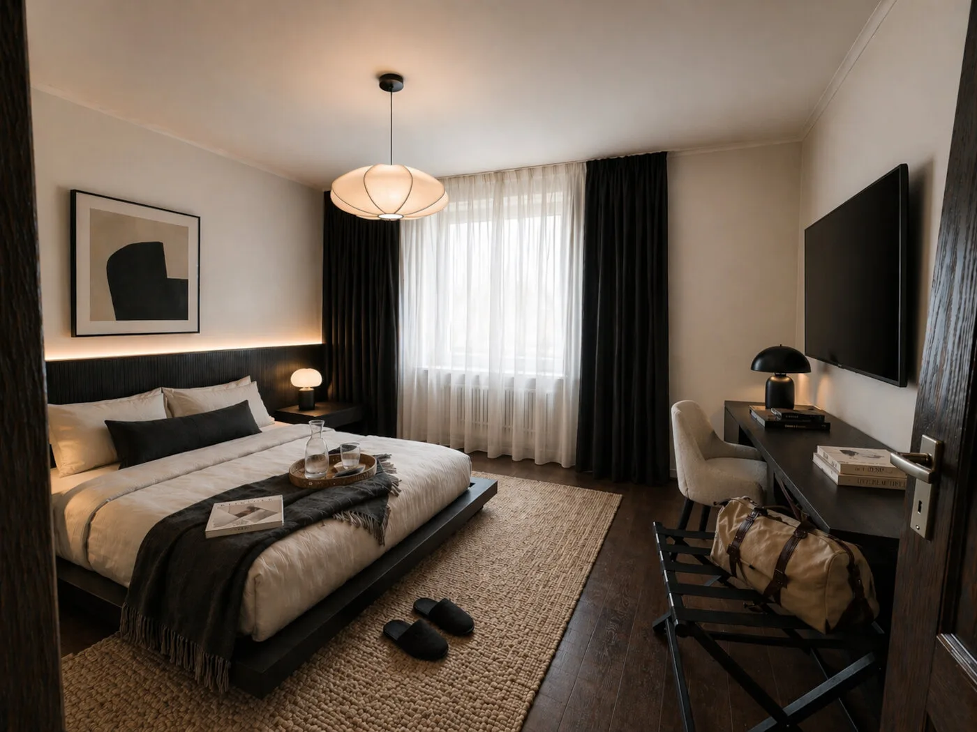 Pokój gościnny w domu w Dąbrowie po realizacji Mivare Interiors.