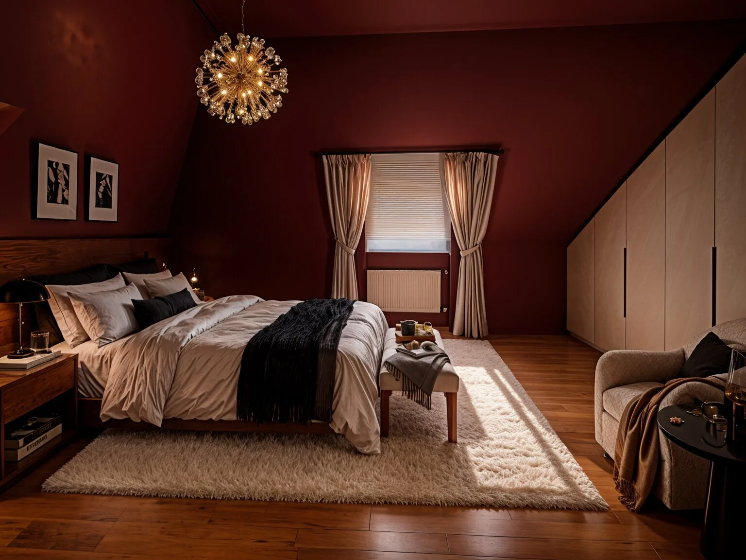 Sypialnia w domu w Dąbrowie po realizacji Mivare Interiors.