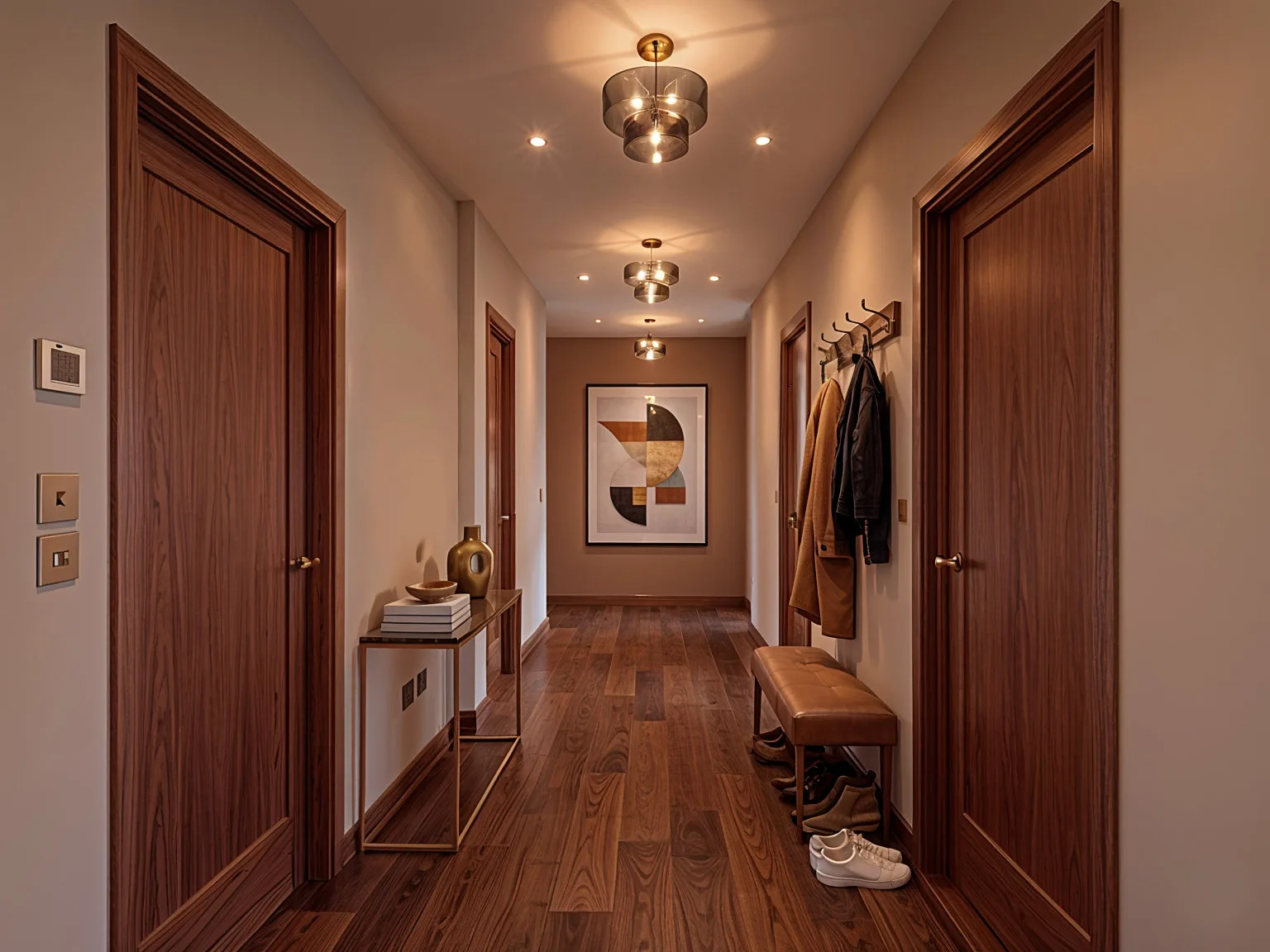 Przedpokój w mieszkaniu deweloperskim po realizacji Mivare Interiors.