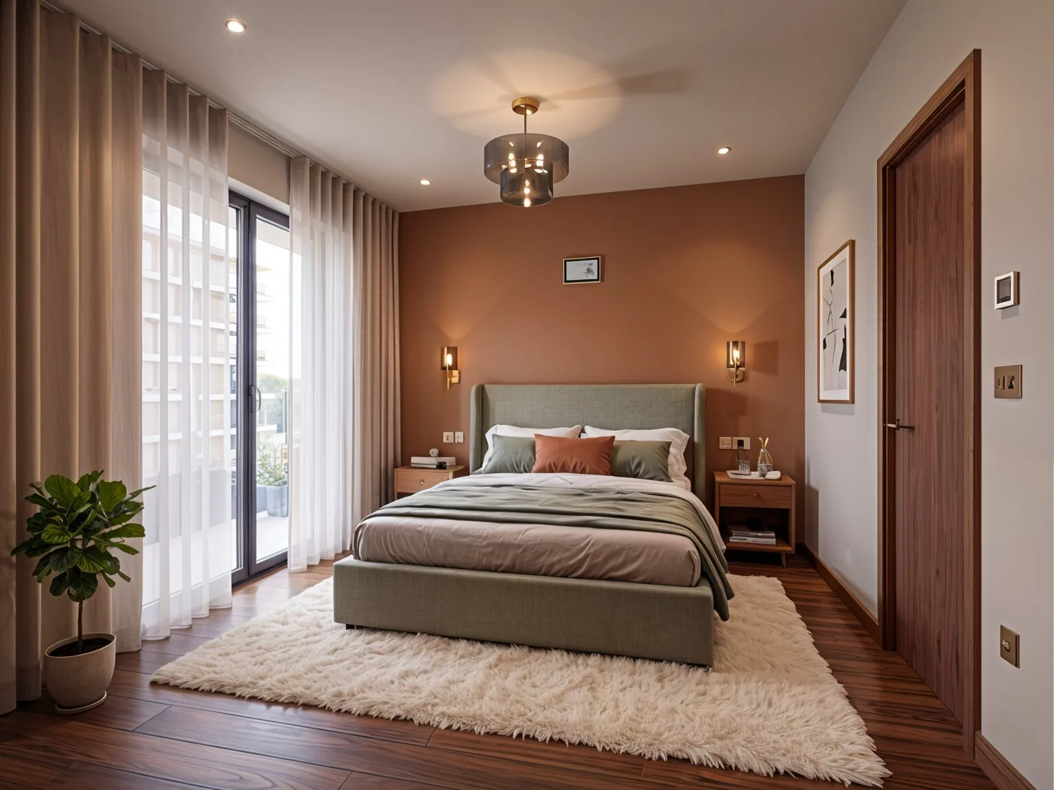 Sypialnia lewa w mieszkaniu deweloperskim po realizacji Mivare Interiors.