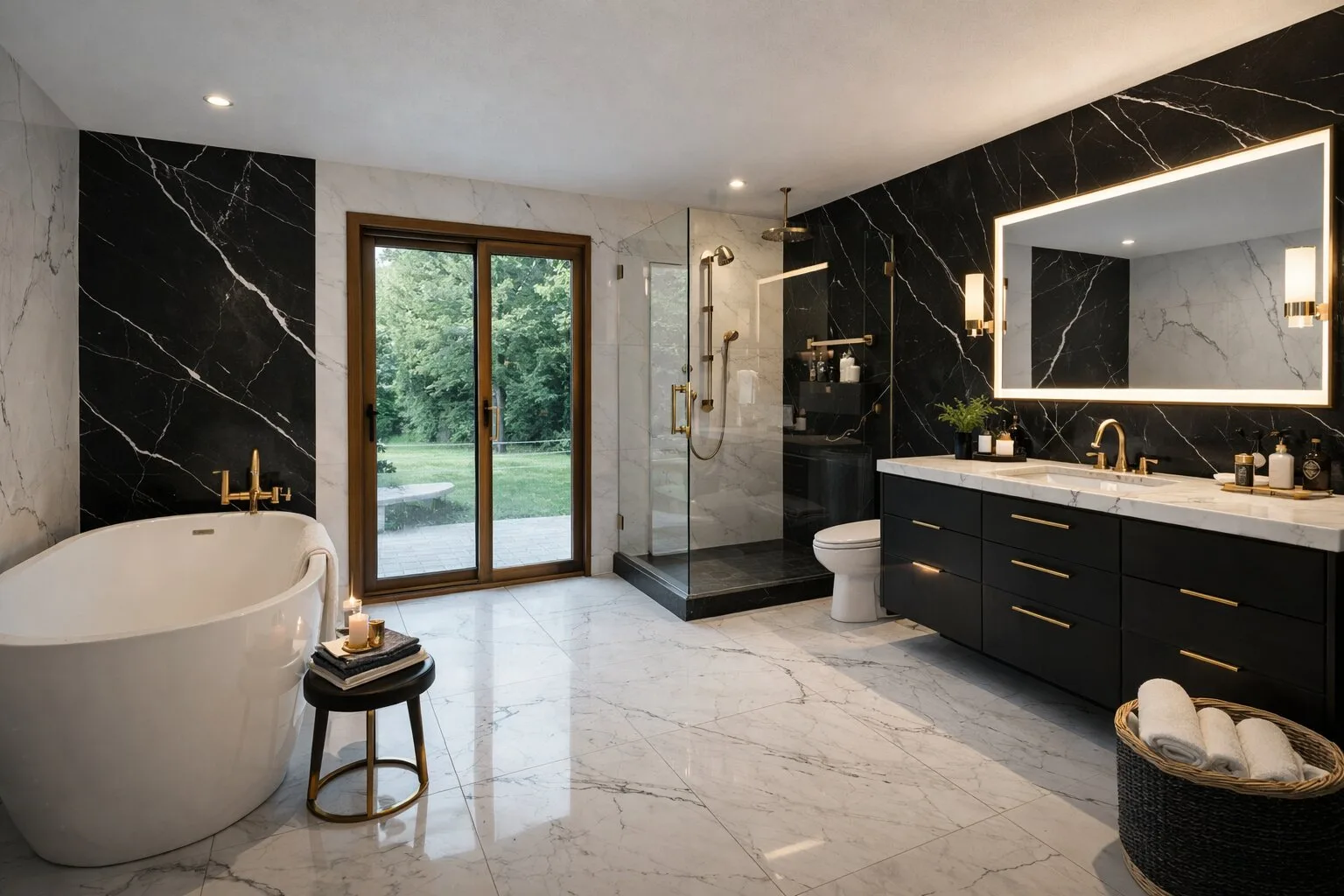 Łazienka w willi po remoncie Mivare Interiors.