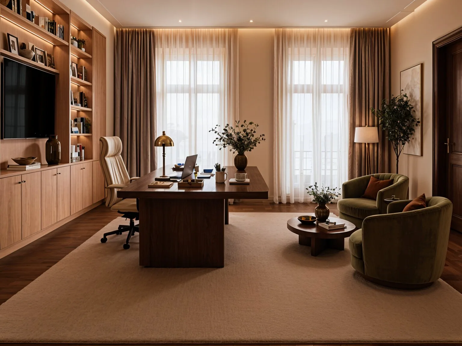 Gabinet w mieszkaniu w kamienicy po realizacji Mivare Interiors.