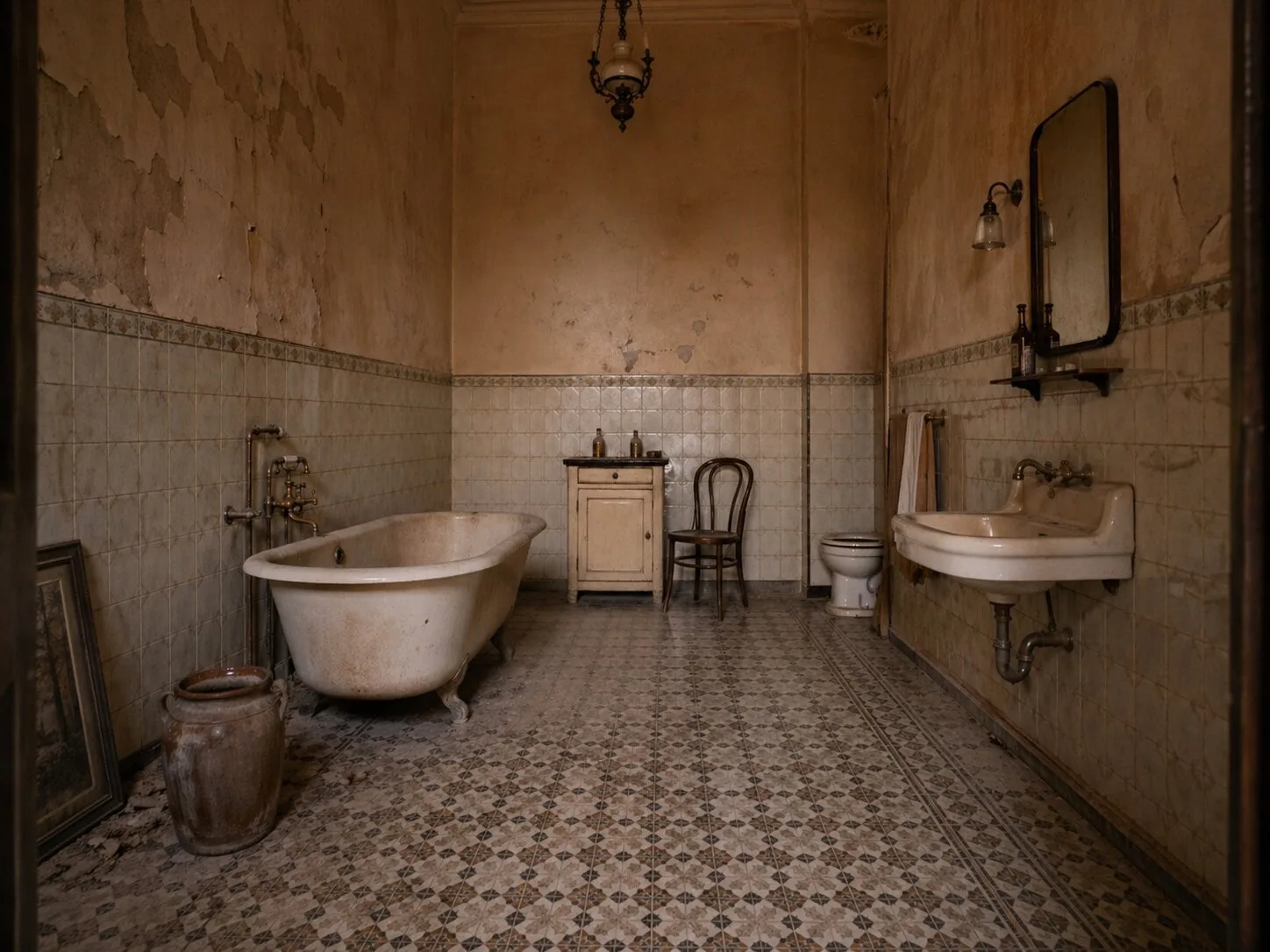 Łazienka w mieszkaniu w kamienicy przed realizacją Mivare Interiors.