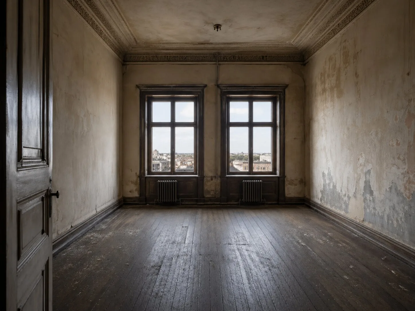 Sypialnia w mieszkaniu w kamienicy przed realizacją Mivare Interiors.