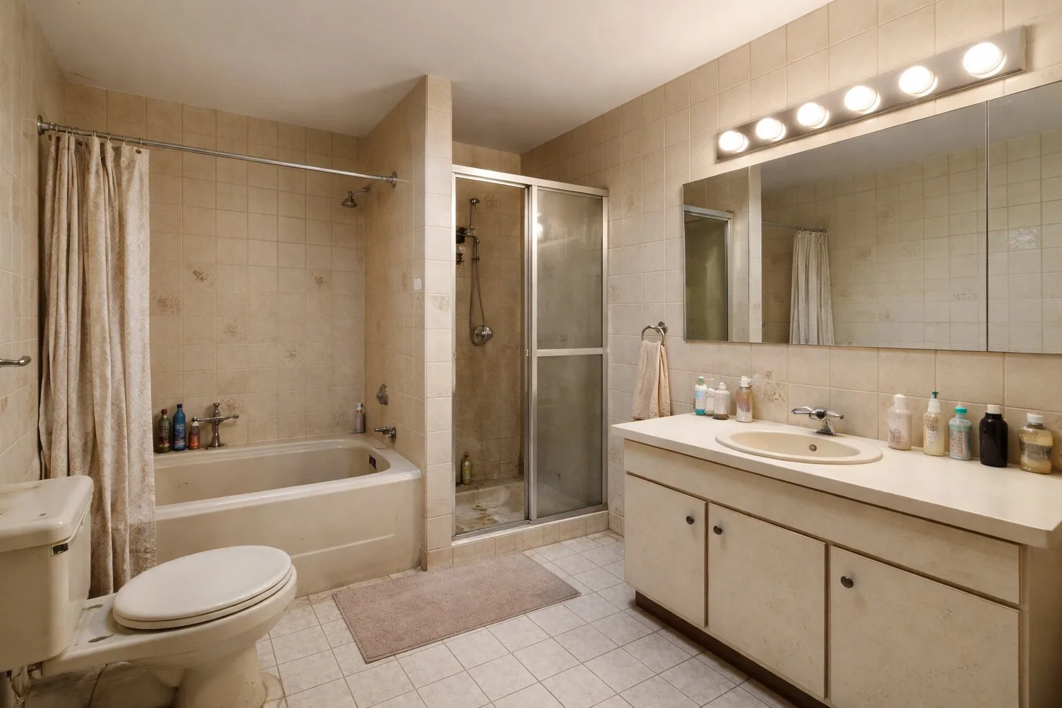 Łazienka w mieszkaniu przed odświeżeniem Mivare Interiors.